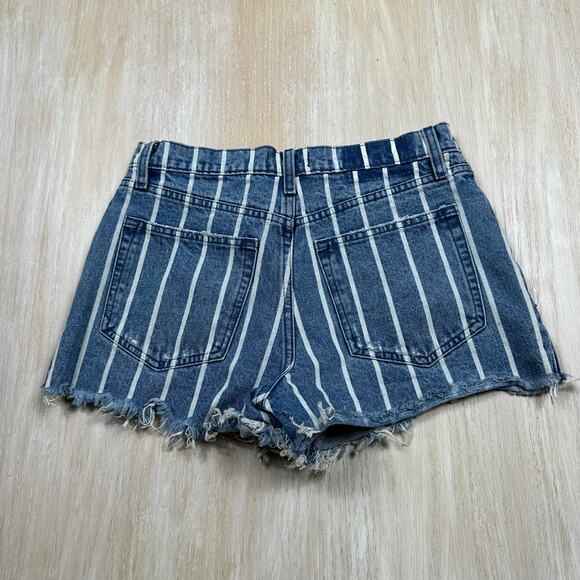 NWT Abercombie & Fitch Annie High Rise Short Stripe Casual Denim Jean Shorts 27 - Picture 13 of 16